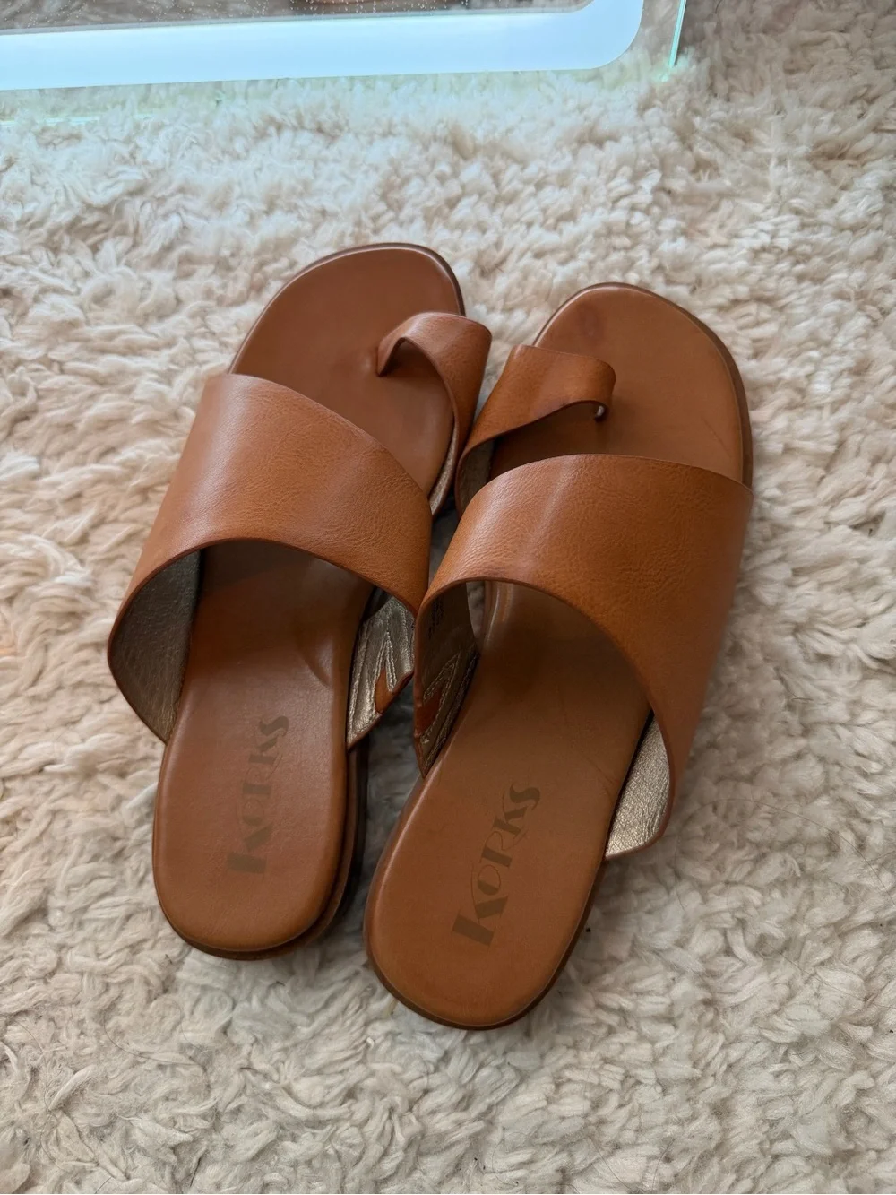 Tan Leather Cross-Strap Toe-Loop Sandals - Picture 5 of 8